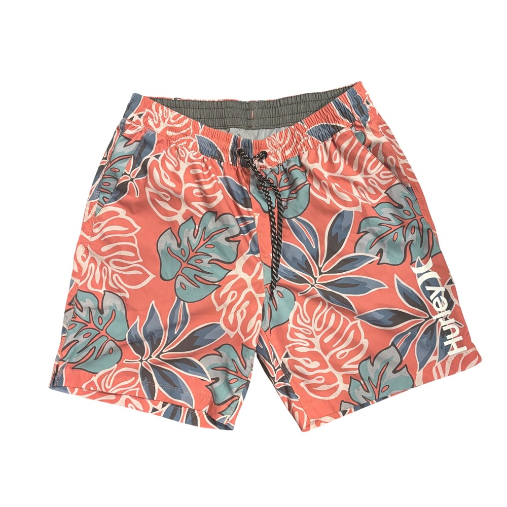 Hurley Swim Trunks Large Pink Floral Tropical Print Excellent